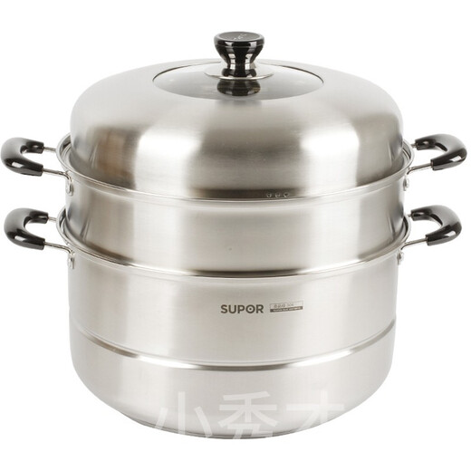 Supor large steamer 34cm large steamer steamer thickened double bottom 304 stainless steel large capacity steamer 304 stainless steel (classic high arch cover) 3 layers 34cm