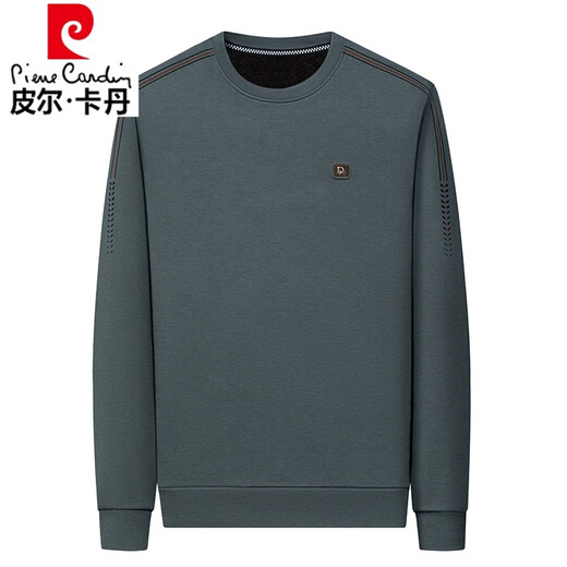 Pier Cardin plus Samt reines Baumwoll-Sweatshirt für Männer im Herbst und Winter 2024 Neu eingedicktes warmes langärmeliges T-Shirt-Basishemd Top 6625 Meter Weiß plus Samt 180/2xL150-165jin [Jin gleich 0,5 kg]