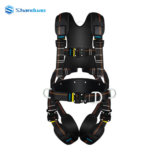 SHANDUAO full-body five-point wind power safety belt for high-altitude operations national standard AD9073 adjustable double hook buffer bag 1.8 meters