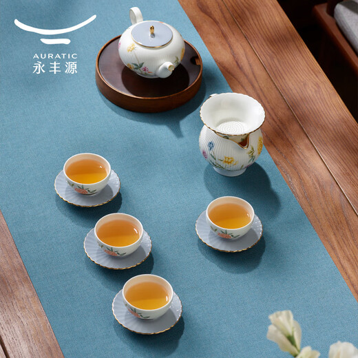 Yongfengyuan (auratic) Moon Time 12-piece tea set for home use light luxury high-end Chinese-style ceramic teapot gift box tea set 12-piece