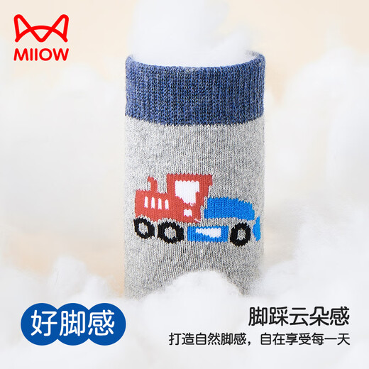 猫人儿童袜子男童秋冬加绒加厚保暖袜子中大童宝宝毛圈袜 小汽车 XL