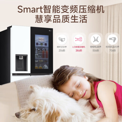 LG635L Doppeltertür Kühlschrank Automatische Eismaschine Perspektive Fenster mit luftgekühltem frostfreien Energiesparfrequenzumbau Haushalt Großkapazität 87D [Perspektive Fenstereismaschine] Weiße S653MWW87D