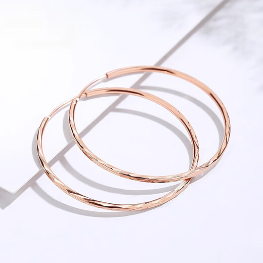 18K gold earrings, plain hoops, large earrings for women, gold and silver rose gold summer earrings 2024, extra large rose gold earrings (diameter 6 cm)