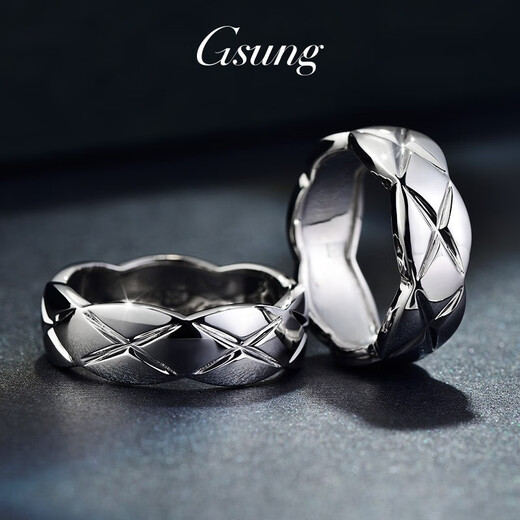 GsunG platinum men's ring PT950 men's and women's large rhombus pattern couple rings platinum glossy ring priced by gram contact before bidding
