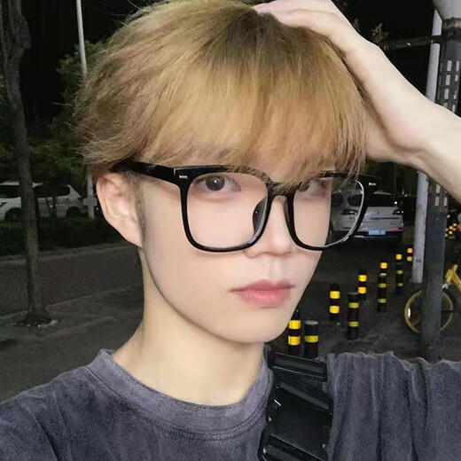 酷视明（KUSHIMING） 复古黑框超大眼镜男日系方形大胖圆脸显瘦素颜女近视可配度数 亮黑色 防蓝光护目镜无度数【镜盒镜布】