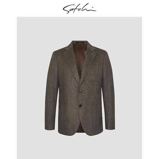 Sachi Satchi Herren Wollanzug 2023 Herbst Neu gestreiftes leichter Business Wollanzug Jacke Hellbraun 50 B