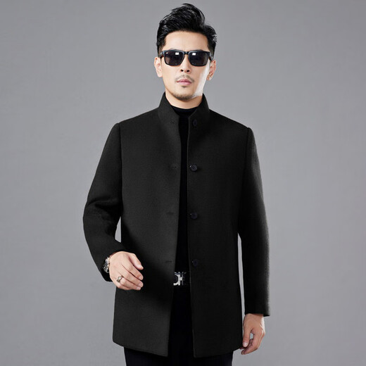 MAYOR Yageo cashmere coat men's business daddy suit double-sided wool coat mid-length stand collar removable down 9688 brown (down liner) L /48