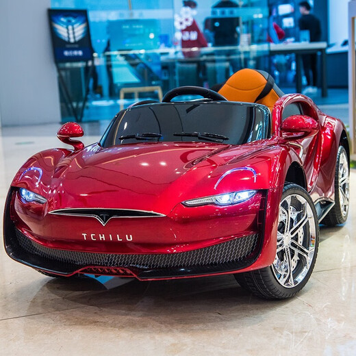 Chilu large children's electric car four-wheel remote control car for boys and girls, baby can sit on a large remote control battery car four-wheel drive - red (sound light + remote control + swing + leather seat)