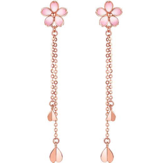 Saturday Fu 18K gold earrings for women Sakura Drunk series long earrings birthday gift KIHH096837 pair