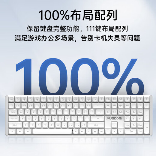 Aston Hola111 true mechanical keyboard wireless 2.4G gaming e-sports home office keyboard desktop laptop multi-key no punch 100% configuration cloud white