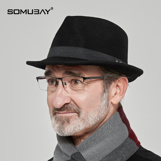 SOMUBAY (SOMUBAY) Four Seasons High-end Men's Top Hat Old Man Spring and Autumn Dad Hat British Retro Gentleman Hat Shanghai Beach Hat Blue Single Hat Regular Size 56-58CM