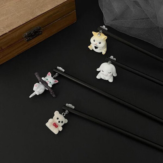 ZHIO retro three-dimensional hairpin, ancient style Hanfu hairpin for women, simple and modern ball headband hairpin 3# open-eyed rabbit