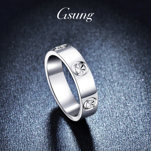 GsunG platinum ring men's PT950 couple ring men's atmospheric glossy inner arc ring platinum women's fashion card ring size 15 width about 3.5mm 4.9 grams