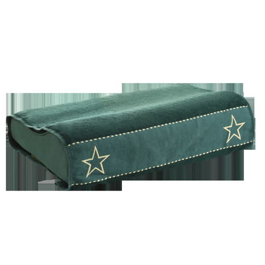 卟橡军绿色棉枕巾单深绿蓝色枕头巾带按扣防滑 军绿色棉-(不带按扣)L 45*70