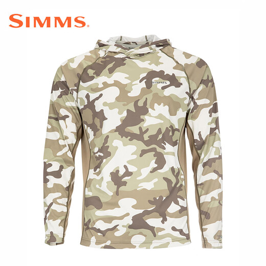 SIMMSsimms Summer Sun Protection Clothing M s SolarVent Hoody Lure Fly Fishing Hooded Fishing Clothing Khaki Camouflage M