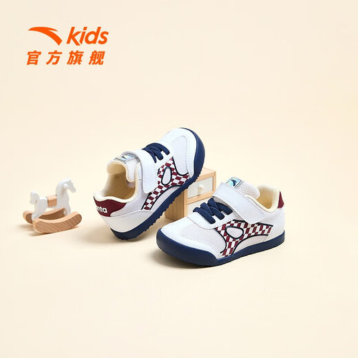 ANTA Children's Sports Shoes for Boys and Girls 2023 Autumn New Infant and Baby Non-Slip Breathable and Wear-Resistant Toddler Shoes ANTA White/Litchi Red/New Ink Blue-2 18 Size