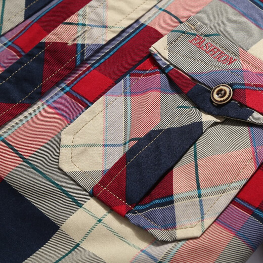 
JP autumn men's plaid long-sleeved shirt casual shirt 1592 red M (110Jin[Jin equals 0.5 kg]-125Jin[Jin equals 0.5 kg])