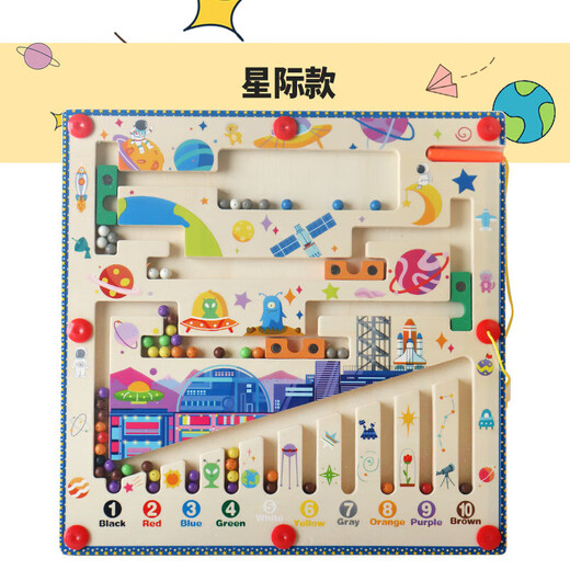 Youpin new style of young children's wood color digital cognitive classification magnetic mechanism maze children's educational toys 4- Ocean style beads-0.7kg