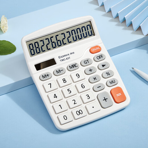 Comix Dual Power Desktop Office Calculator 12-Bit großer Bildschirm Desktop Computer Office Stationery Supplies TMC-837 Orange White