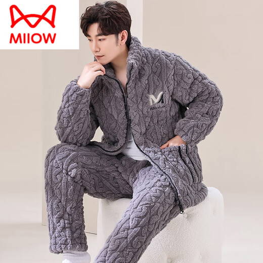 Catman (Miiow) Nouveau homme d'automne et hiver en coton à trois couches Coral Velvet plus velours épaissis de flanelle épaissis