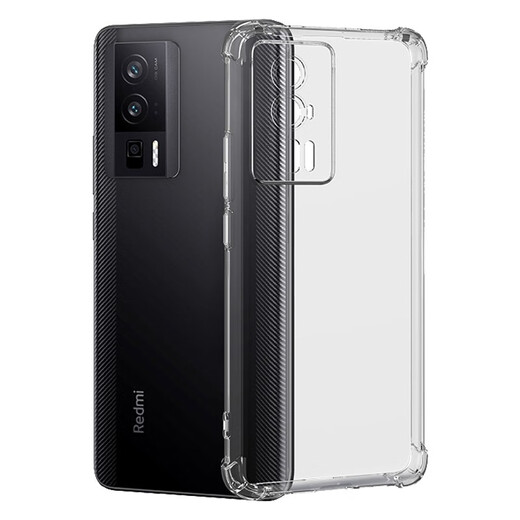 AOYAMIC suitable for Xiaomi Redmi K60 mobile phone case, transparent redmi k60pro protective cover, all-inclusive anti-fall airbag, ultra-thin silicone soft shell for men, Redmi K60 transparent white, anti-fall airbag, transparent soft shell, single shell