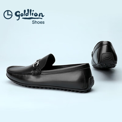 Goldlion Men's Shoes Loafers Peas Shoes Light and Comfortable Set-Toe Business Casual Shoes G567310469AAB Black 41