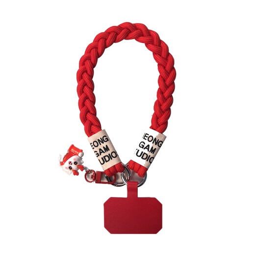 Dipur red mobile phone lanyard short wrist pendant pendant three-strand ponytail braided animal year festive wedding mobile phone lanyard anti-lost rope