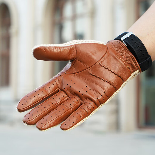 NOOLDERS men's retro style driving gloves touch screen motorcycle leather gloves bicycle riding cotton braided back motorcycle gloves thin non-slip wear-resistant camel touch screen (silky lining) L size