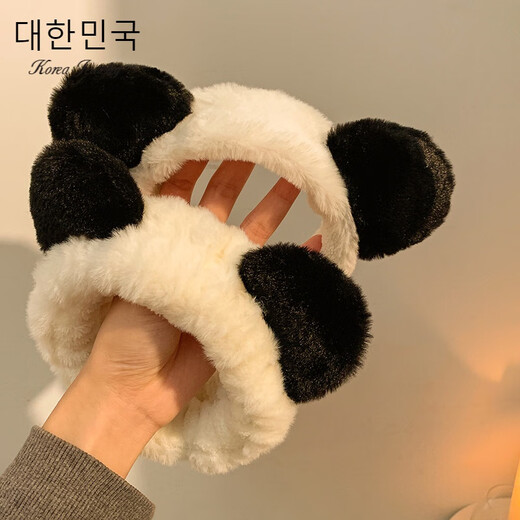Jianla Cute Panda Headband for Women's Face Wash 2025 New Autumn and Winter Special Plush Headband for Washing Panda Headband A24-205