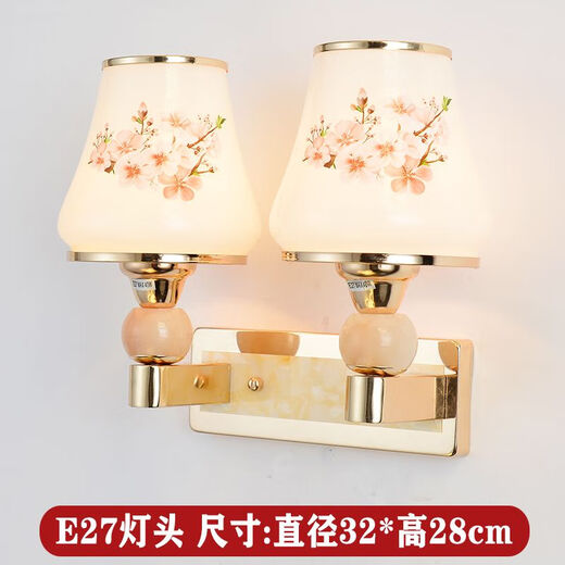 Yaotian remote control dimming wall lamp bedroom bedside lamp LED living room wall lamp hotel hotel stair corridor aisle lamp BD038-double head-glass led warm light three-stop dimming