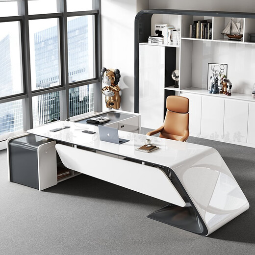 Ou Malong light luxury paint boss desk creative desk president leadership executive desk modern medical beauty fashion desk white 2.8 meters desk + office chair