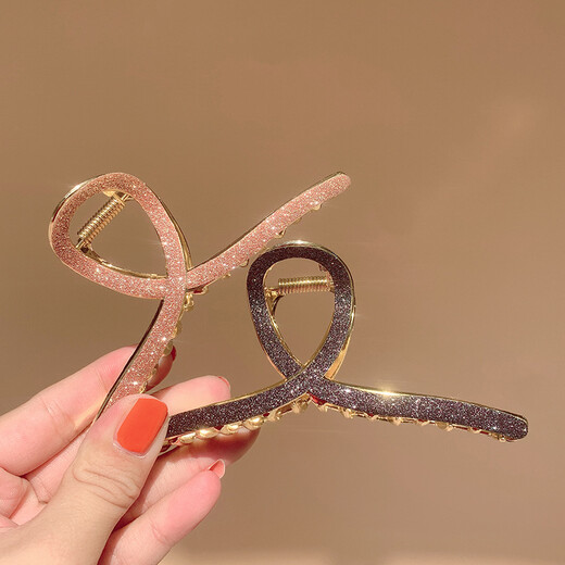 BARY REEF's new Internet celebrity shark clip frosted texture metal gripper hairpin hairpin back of the head textured hairpin for female adults black shiny gripper clip (11cm)