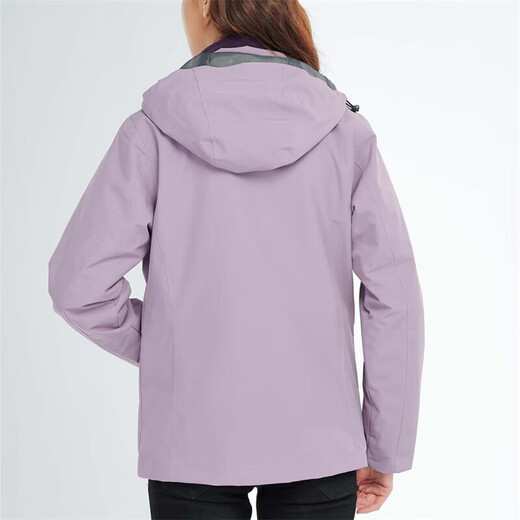 BRELRMON韩版冲锋衣女男防风户外防寒三合一保暖可拆卸滑雪登山服夹克外套 HS12805浅紫-女 S