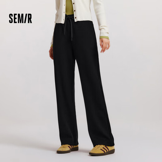 Semir shopping mall same style casual pants for women plus velvet trousers simple winter 2024 imitation wool wide leg pants 101724127016A