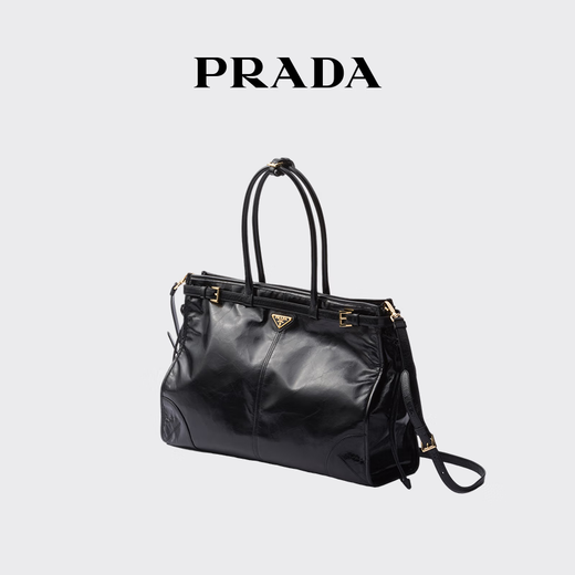 PRADA/Prada gift women's Prada Bonnie large cow leather handbag shoulder bag black