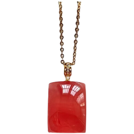 Tris 18k gold inlaid with natural Argentinian ice rhodolite Ping An Wu Shi brand pendant ice transparent small square brand clavicle chain Default product