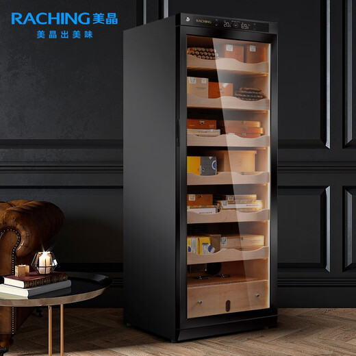 Meijing (raching) cigar cabinet C380A solid wood constant temperature and humidity cigar cabinet humidifier compressor precision temperature control humidity cigar humidor humidor household starry sky black (Spanish cedar wood shelf)