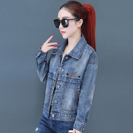 Shang Yuqing Retro Brown Denim Chaqueta corta 2025 Jacket de mezclilla de otoño temprano Femenino Top 9901# IMAGEN El código A Blue S sugiere 80-100Jin [Jin equivale a 0.5 kg]