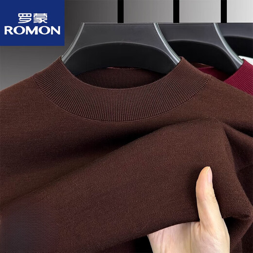 ROMON worsted sheep sweater autumn and winter new half turtleneck sweater for middle-aged men sheep wool thickened bottoming shirt for men light brown 165/M 95 to 115Jin Jin is equal to 0.5 kg