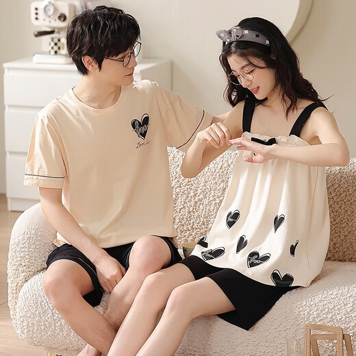 Daizixin 2 ensembles de pyjamas de couple pour les bretelles d'été pour femmes, ensemble en deux pièces de coton pur