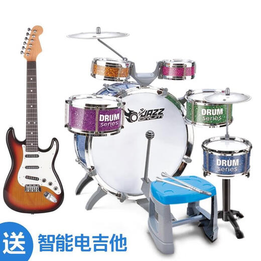 宠翰架子鼓儿童中学生初学者入门打击乐器演出爵士鼓乐器大全 升级加厚新马黑+鼓谱 +鼓带+凳