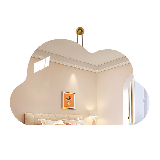 巴布奇云朵化妆镜异形led卧室梳妆台镜子挂钩挂墙式壁挂装饰镜智能带灯 边缘透光-单触三色款 749mm*462mm