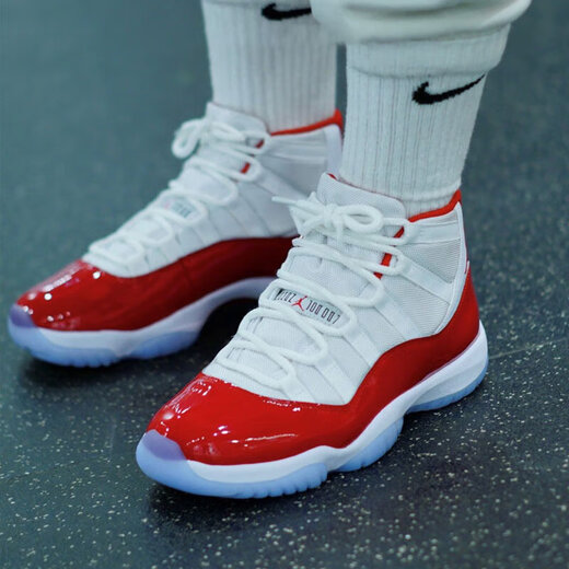 NIKE Nike aj11 men's shoes official website Air Jordan 11 trendy retro sports casual shoes basketball shoes CT8012-116 White and red cherry 42