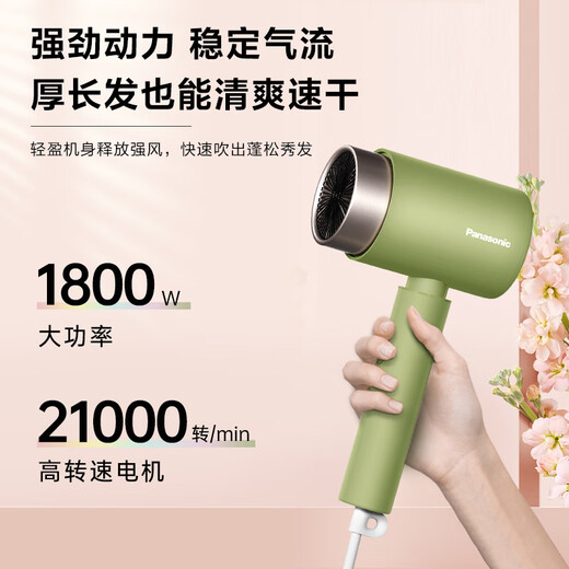 Panasonic household hair dryer high-power high-speed high-wind constant temperature quick-drying portable dormitory household negative ion hair dryer girl gift EH-WNE5H powder