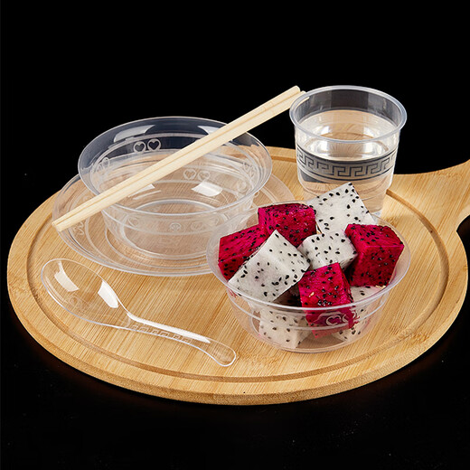 SHUANG YU disposable tableware four-piece set (airline dishes, cups, spoons) 20 sets individually packaged hotel banquet tableware set