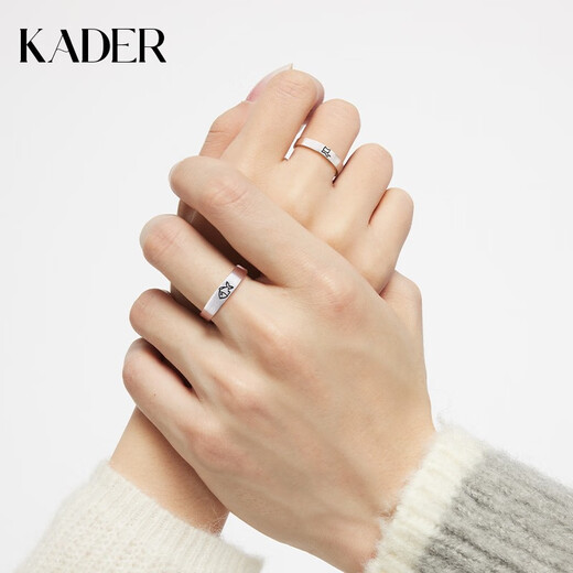 Catiro Fish Cat Love Couple Ring A Pair of Silver Rings Engraved Proposal Gift for Boyfriend and Girlfriend S925 Silver Default 94