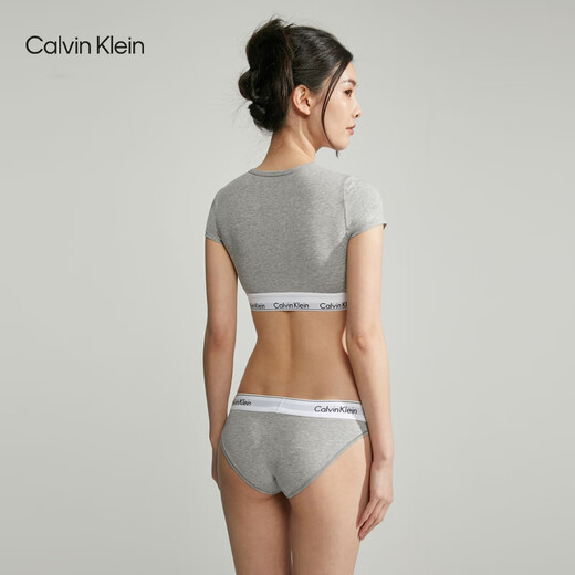 Calvin Klein Underwear [Modern Gravity Belt] Women's ck Wristless Light Sports Inner T-Shirt Bra QF7213AD P7A-Coconut Blue Gray M Recommended 75B-85A