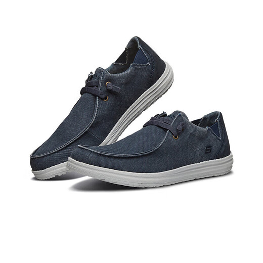 斯凯奇（SKECHERS）男鞋夏季帆布鞋商务休闲鞋软底一脚蹬板鞋66387
