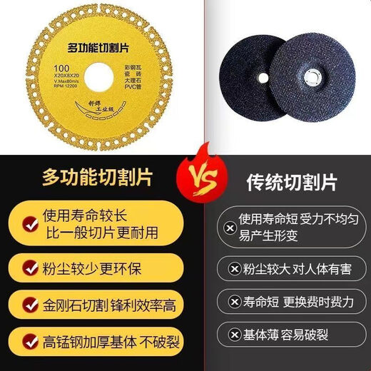 Pachin 2 pieces pack + 2 pressure plate screws Blade Prime multi-functional composite cutting piece ceramic tile rock slab stone color steel tile 1 paper piece pack + 0 washers + 0 pressure plate Anchor 100mm