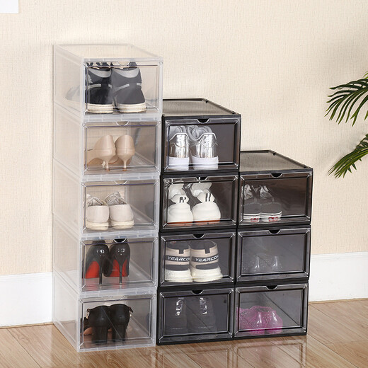 Shoe box storage Japanese style transparent magnetic acrylic front kick shoe storage home assembly moisture-proof breathable shoes transparent color magnetic 16 pack vertical version